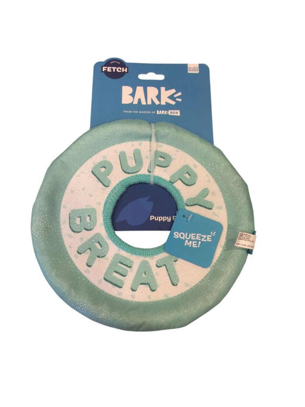 BARK Puppy Breath Mint Aqua Rope Crinkle Toss Dog Toy 9"